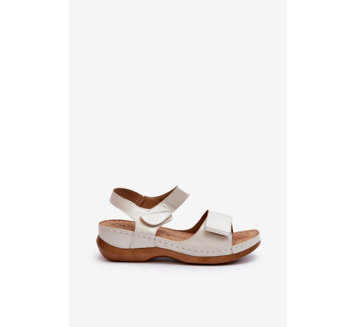 Pohodlné Dámské Sandály Na Suchý Zip Stříbrné model 21661104 - EVENTO