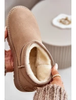 Dámské semišové sněhule na platformě béžové model 21670427 - Boto