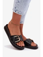 Ženské pantofle s zlatým sponou Černé model 21960827 - Boto