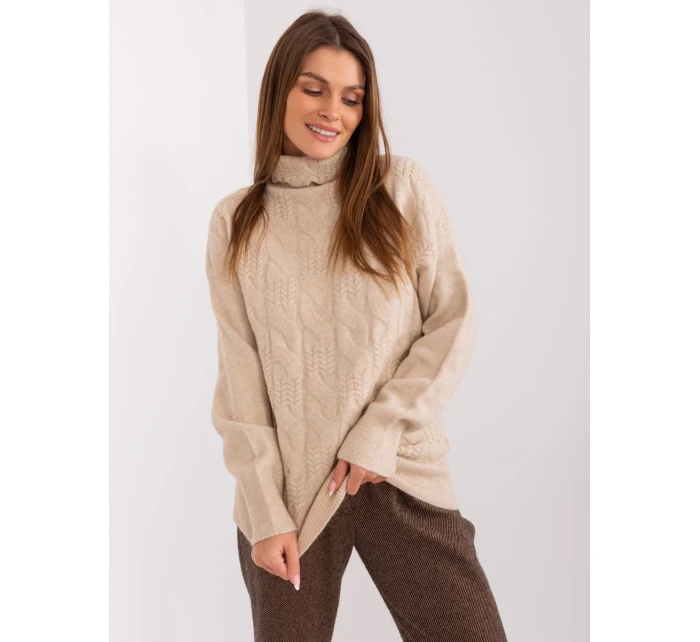 Sweter AT SW model 19157893 beżowy - FPrice Sweter AT SW model 19157893 beżowy - FPrice
