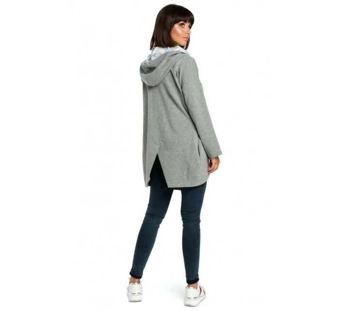 B091 Mikina s kapucňou Oversized na zips - čierna