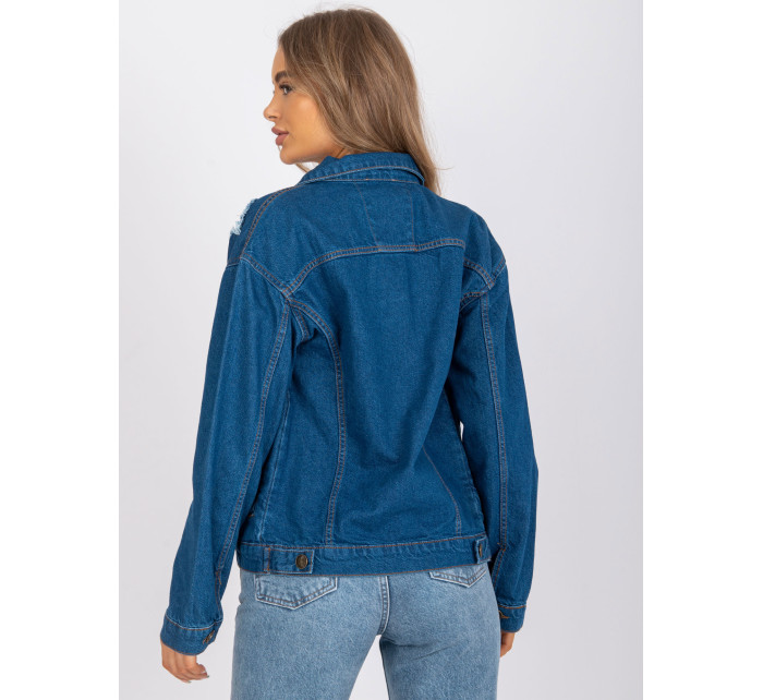 Dámska džínsová bunda s dierami Rue Paris - modrá