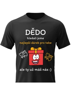 Pánské bavlněné tričko s potiskem - NEJLEPŠÍ DÁREK PRO DĚDU - černé