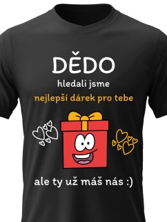 Pánské bavlněné tričko s potiskem - NEJLEPŠÍ DÁREK PRO DĚDU - černé