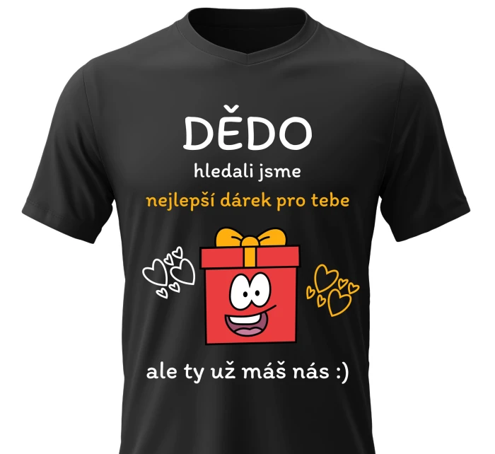 Pánské bavlněné tričko s potiskem - NEJLEPŠÍ DÁREK PRO DĚDU - černé