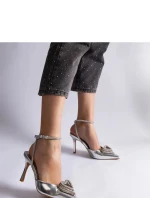 Dámske lodičky na podpätku H8-550 / 207201 Silver - Joia