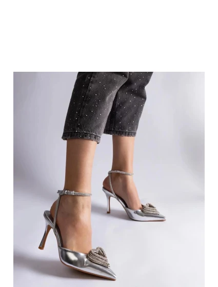 Dámske lodičky na podpätku H8-550 / 207201 Silver - Joia