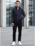 Pánska prechodná prešívaná bunda tmavomodrá FashionStreet TX4397