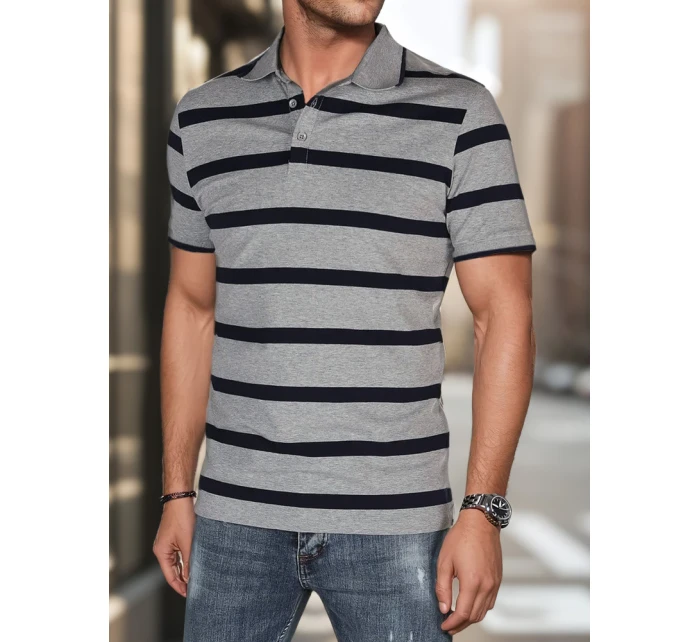 Pánská pruhovaná polokošile světle šedá Dstreet model 21987939 - FashionStreet