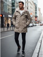 Pánska zimná bunda parka s kapucňou béžová FashionStreet TX4969z Pánska zimná bunda parka s kapucňou béžová FashionStreet TX4969z