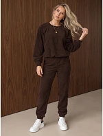 Dámska súprava z kordového úpletu – mikina a nohavice, hnedá, FashionStreet AY1252 Dámska súprava z kordového úpletu – mikina a nohavice, hnedá, FashionStreet AY1252