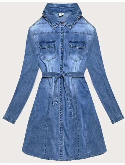 Svetlomodrá džínsová tunika s opaskom (POP7050-LK)