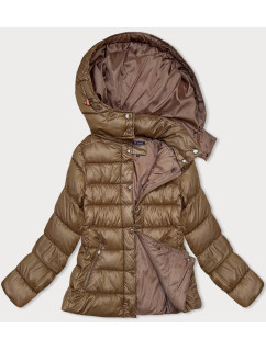 Hnědá prošívaná dámská zimní bunda s kapucí (YP-22075-101)