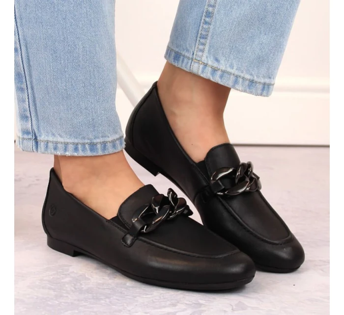 Remonte W RKR645 čierna kožená pohodlná poltopánka na retiazke Remonte W RKR645 čierna kožená pohodlná poltopánka na retiazke