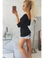 Blúzka s okrúhlym výstrihom čierna