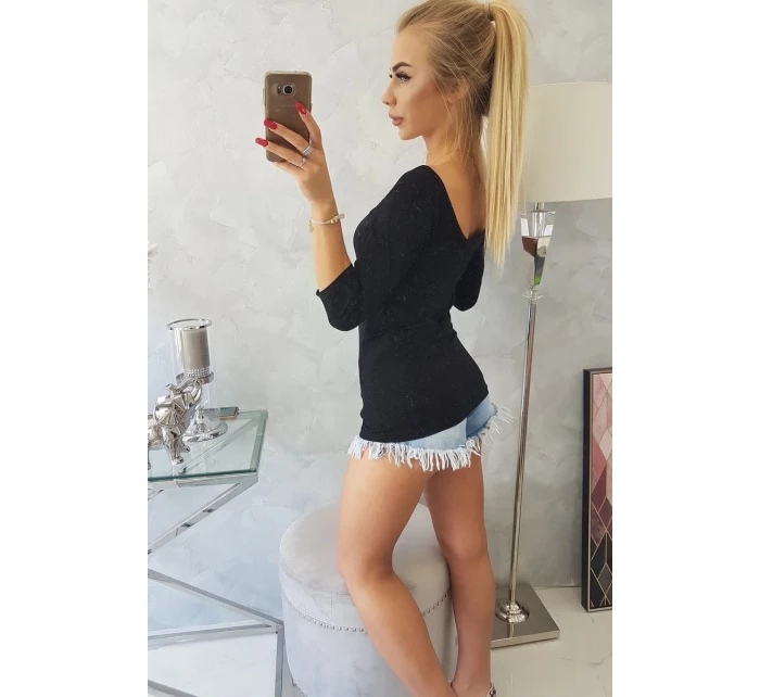 Blúzka s okrúhlym výstrihom čierna