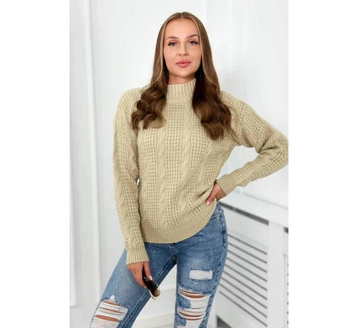 Sveter nasadený cez hlavu svetlo béžová