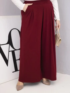 Dámske bavlnené nohavice nadmernej veľkosti so širokými nohavicami a voľným strihom bordovej farby