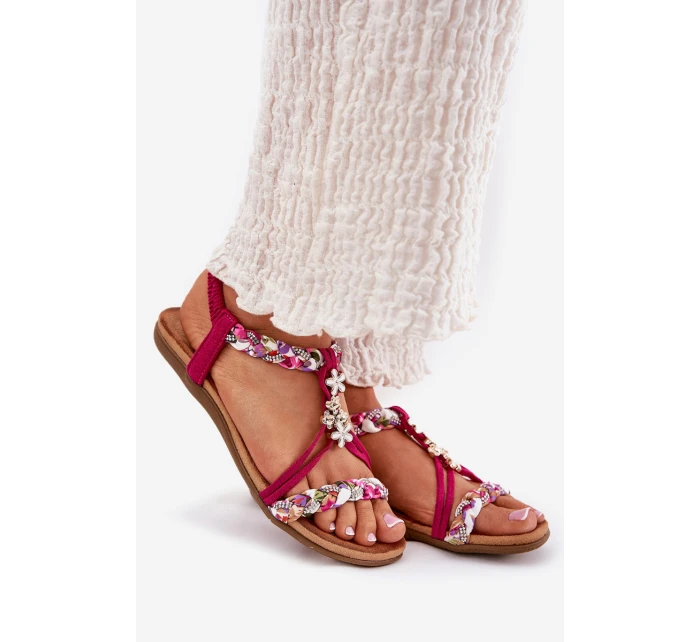 Sandały Damskie Płaskie Z Plecionymi Paskami I Przypinkami Artiker 56C1314 Fuksja Sandały Damskie Płaskie Z Plecionymi Paskami I Przypinkami Artiker 56C1314 Fuksja