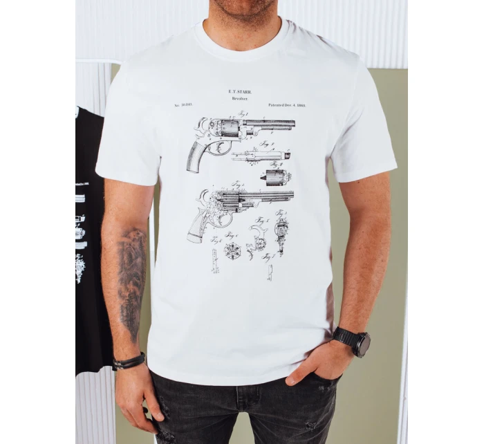 Pánske biele tričko s potlačou FashionStreet RX5429