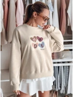Dámská mikina nadměrné velikosti se srdíčky cappuccino Dstreet model 21988161 - FashionStreet
