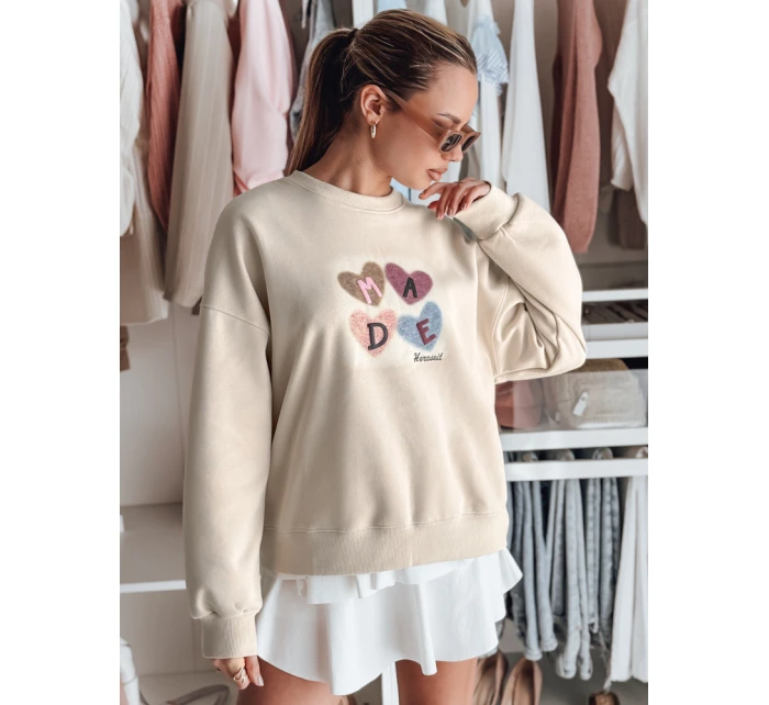Dámská mikina nadměrné velikosti se srdíčky cappuccino Dstreet model 21988161 - FashionStreet