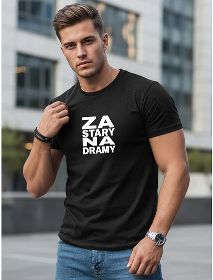Pánske bavlnené tričko s čiernym vzorom FashionStreet NX0112R