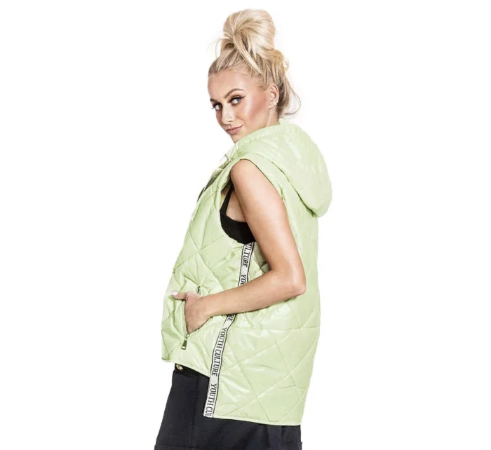 Lesklá dámska vesta v mätovej farbe (AG3-02)