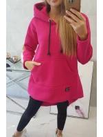 Zateplená mikina s dlouhými zády a kapucí fuchsiová Zateplená mikina s dlouhými zády a kapucí fuchsiová