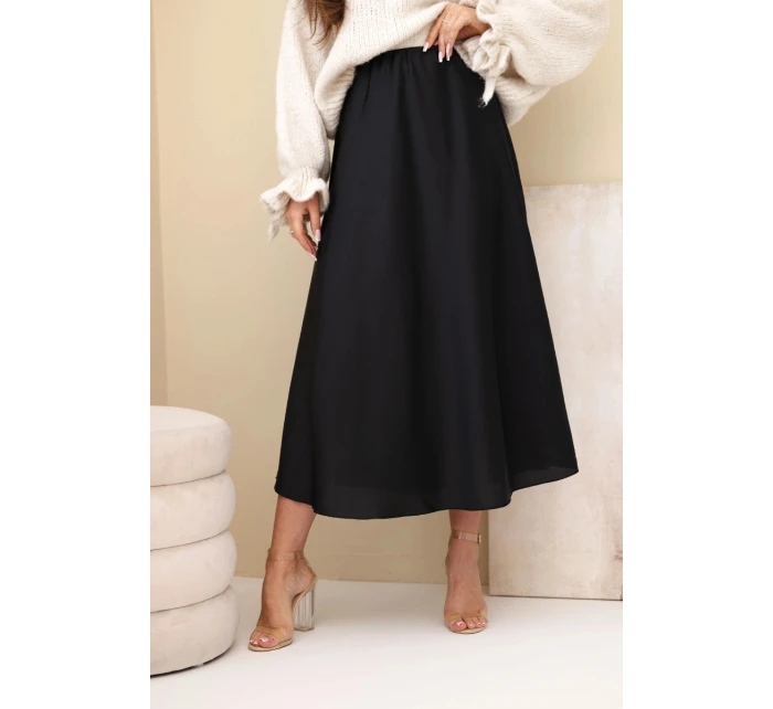 Dámska viskózna rozšírená sukňa čierna