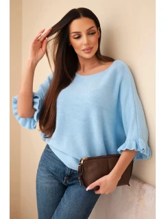 Dámský svetr typu model 21949278 s kulatým výstřihem modrý - K-Fashion