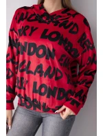 Dámska oversize mikina s kapucňou a potlačou červená Dámska oversize mikina s kapucňou a potlačou červená
