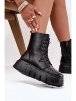 Zamszové Botky Workery Na Masivní Platformě Černé model 21707970 - VINCEZA Zamszové Botky Workery Na Masivní Platformě Černé model 21707970 - VINCEZA