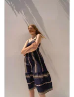 Dámské šaty model 20324203 Tmavě modrá s béžovou vzor - Vamp