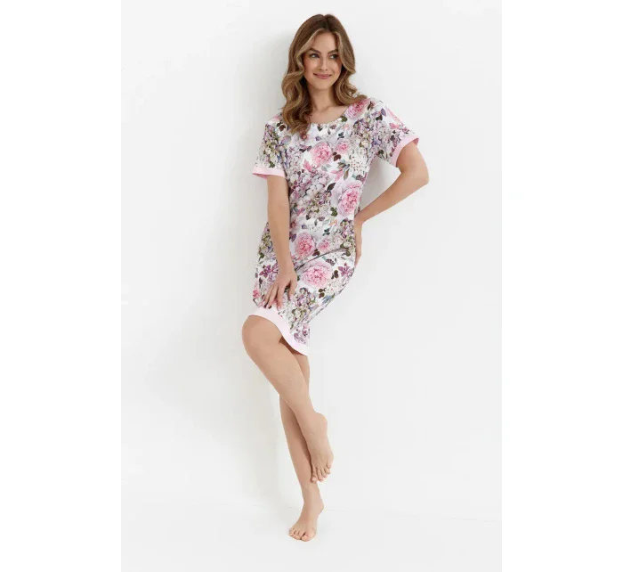 Dámske domáce šaty 476 bielo-ružové - Cana Dámske domáce šaty 476 bielo-ružové - Cana
