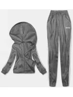 Tmavě šedý dámský komplet krátká mikina a kalhoty model 18125328 - LUNA & MIELE