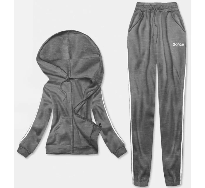 Tmavě šedý dámský komplet krátká mikina a kalhoty model 18125328 - LUNA & MIELE
