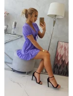 Šaty s vázaným výstřihem do V fialové