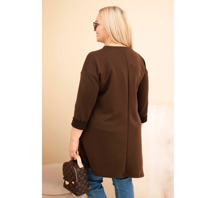 Dámske Plus veľkosť viskózové sukne s voľným strihom a dlhými rukávmi Brown Dámske Plus veľkosť viskózové sukne s voľným strihom a dlhými rukávmi Brown