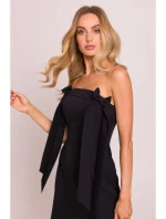 model 20970708 Šaty na ramínka s mašlemi černé - Moe