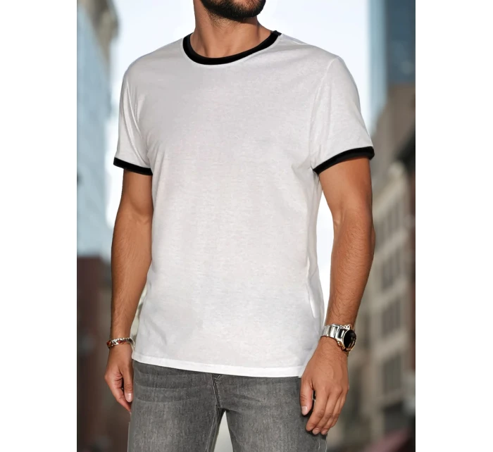 Pánske základné biele tričko FashionStreet RX5662