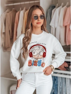 Dámska mikina s potlačou LALA VIBE white FashionStreet BY1504
