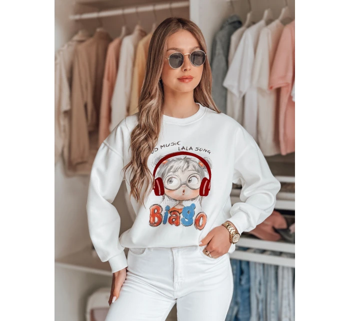 Dámska mikina s potlačou LALA VIBE white FashionStreet BY1504 Dámska mikina s potlačou LALA VIBE white FashionStreet BY1504