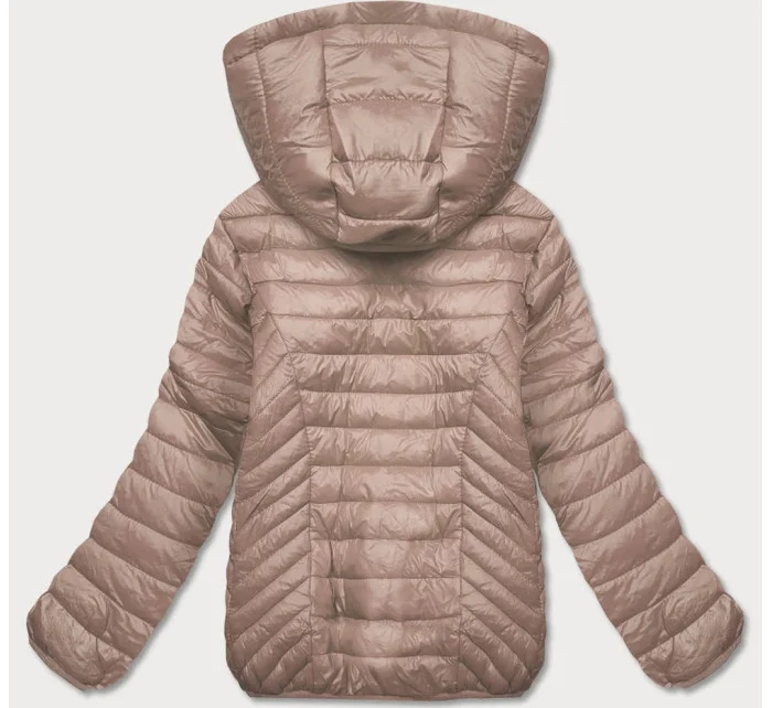 Prošívaná béžová dámská bunda s kapucí model 18038064 - S'WEST Prošívaná béžová dámská bunda s kapucí model 18038064 - S'WEST