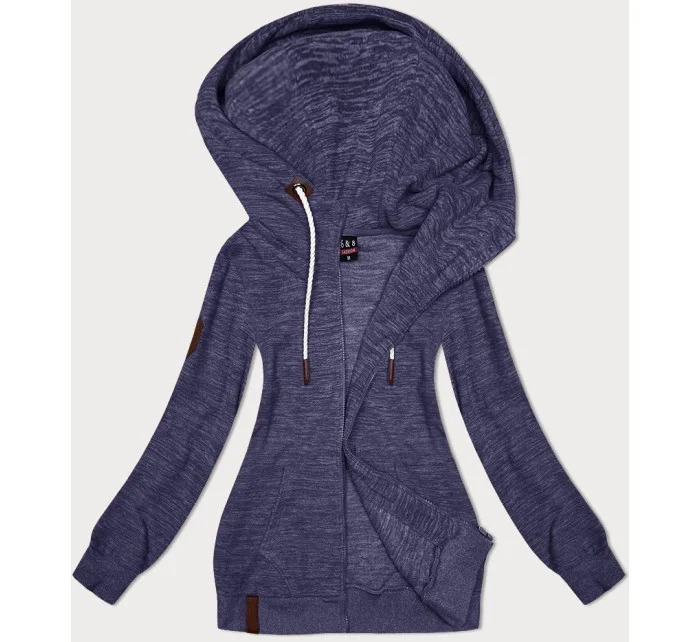 Světle modrá melanžová dámská mikina s kapucí model 19664164 - 6&8 Fashion Světle modrá melanžová dámská mikina s kapucí model 19664164 - 6&8 Fashion