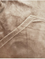 Tmavobéžová dámska velúrová súprava s mikinou na zips (8C1176-91)
