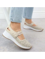 Skórzane na beżowe model 22033926 - Rieker Skórzane na beżowe model 22033926 - Rieker