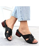 Dámske čierne kožené žabky Remonte R8759-01 Dámske čierne kožené žabky Remonte R8759-01