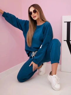 Komplet teplákové + kalhoty máslová látka  námořní