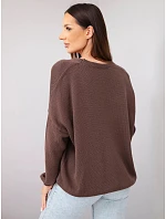 Dámský bavlněný oversized svetr na knoflíky s výstřihem do V hnědý Dámský bavlněný oversized svetr na knoflíky s výstřihem do V hnědý